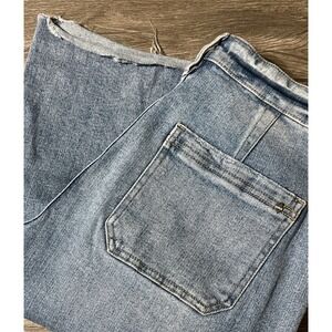 Mica Denim High Waisted Wide Leg Raw Hem Light Wash Jeans SZ 27 (28x26.5)